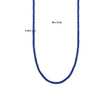 Damescollier Blauwe glazen kralen 3mm met Gerhodineerd Zilver - Lengte 40+4cm