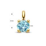 14 Karaat Geelgouden hanger met Blauw Topaas 0.55ct - Formaat 5 x 9.5 mm