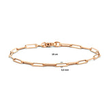 Damesarmband 3mm van 14 Karaat Roségoud, Paperclip Schakel Vierkante Buis - Lengte 18cm