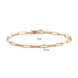 Damesarmband 3mm van 14 Karaat Roségoud, Paperclip Schakel Vierkante Buis - Lengte 18cm