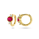 14 Karaat Geelgouden Klapoorringen met Robijn 0.40ct (2x0.20ct) en Diamant 0.10ct (2x0.05ct)