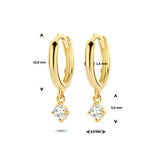14 Kararaat Geelgouden Klapoorringen met Zirkonia hanger - Diameter 10.8mm