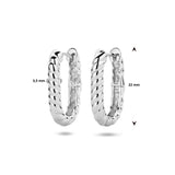Klapoorringen van Gerhodineerd Zilver met Schakelmotief - Formaat 3.5x22mm