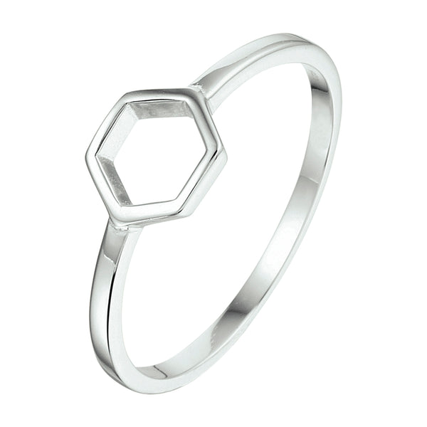 Ring Zeshoek Zilver Gerhodineerd