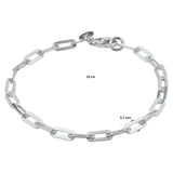 Armband Paperclip Platte Buis 3,7 Mm 19 Cm Zilver Gerhodineerd