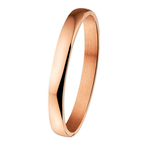 Damesarmband, Bangle 8mm van Edelstaal met Roségouden plating - Diameter 60mm