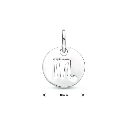 Ronde Sterrenbeeld hanger Maagd 10 mm van Gerhodineerd Zilver