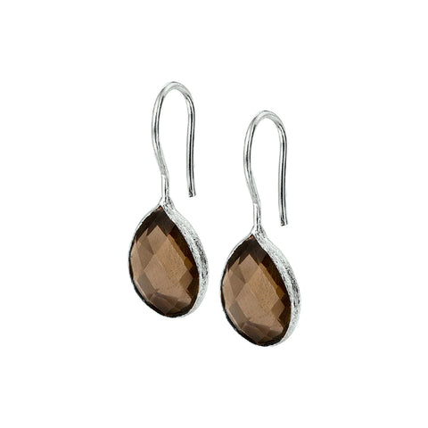 Franse Haak Oorhangers met Rookkwarts 4.75ct (2x 2.375ct) 925 Zilver