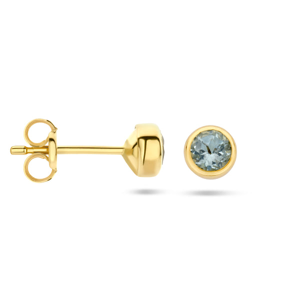 Oorknoppen Blauw Topaas 0.58ct (2x 0.29ct) 14 Karaat Geelgoud - Diameter 4.5 mm