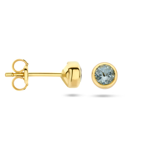Oorknoppen Blauw Topaas 0.58ct (2x 0.29ct) 14 Karaat Geelgoud - Diameter 4.5 mm