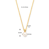 Geelgouden collier lengte 41cm+4 - Zoetwater Parel 5.5 mm- 14Krt. Goud