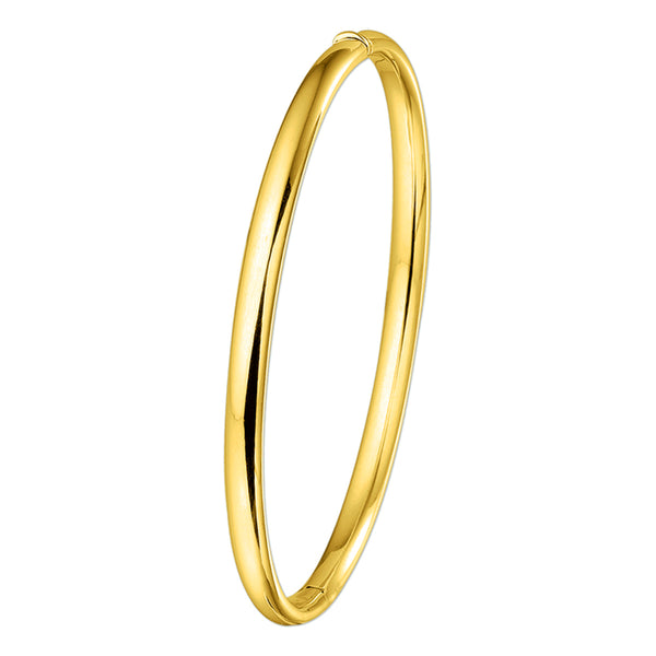 Damesarmband 4mm, Bangle van 14 Karaat Geelgoud, Ovale buis met scharnier - Diameter 60mm