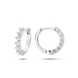 Klapoorringen van Gerhodineerd Zilver met Zirkonia - Formaat 3x12.5mm