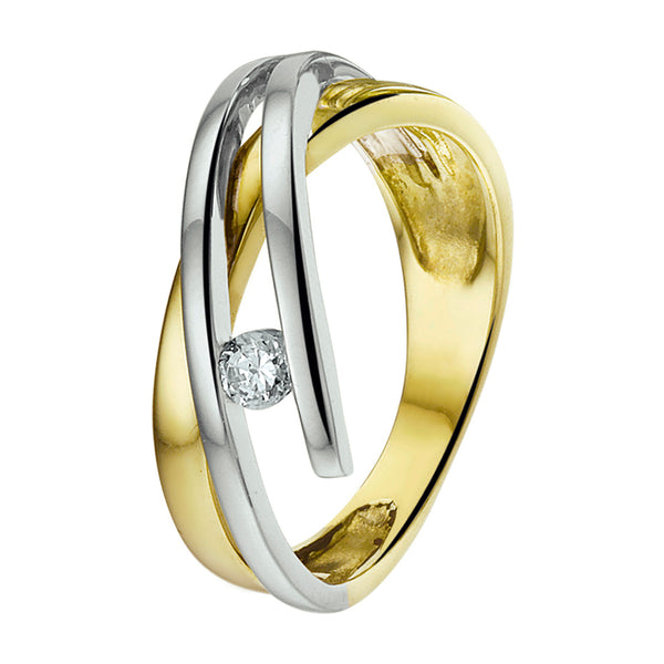 Ring Zirkonia Goud (Bicolor Goud Geel/Wit)