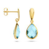 Oorhangers met Blauw Topaas 4.96ct (2x 2.48ct) 14 Karaat Geelgoud - Hoogte 20 mm