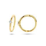 14 Kararaat Geelgouden Klapoorringen met Zirkonia - Formaat 2x10mm