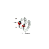 Kinderklapoorringen Lieveheersbeestje met emaille van 925 Zilver - Formaat Diameter 14.5 mm