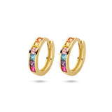 14 Karaat Geelgouden Klapoorringen met Regenboog Zirkonia - Diameter 13mm