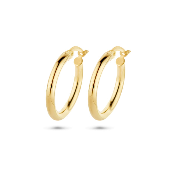 Oorringen van 14 Karaat Geelgoud met Ronde Buis 2.5 mm - Diameter 20mm