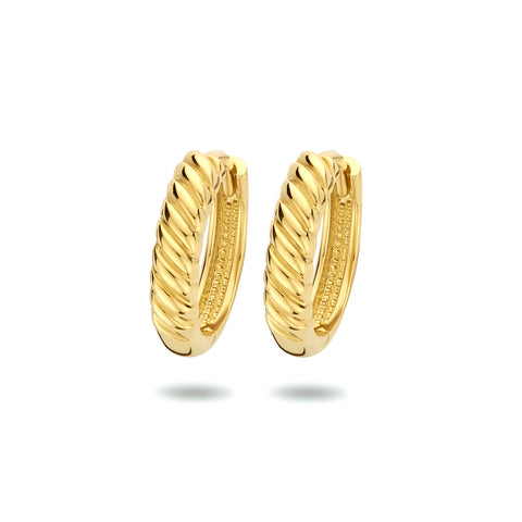 Klapoorringen Gedraaid van 14 Karaat Geelgoud - Diameter 13mm