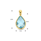 Hanger Druppelvorm 15 x 18 mm met Blauw Topaas 2.10ct, 14 Karaat Geelgoud