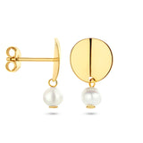 Oorknoppen Rond met Zoetwaterparel 4.5mm, 14 Karaat Geelgoud - Formaat 9.5x16mm
