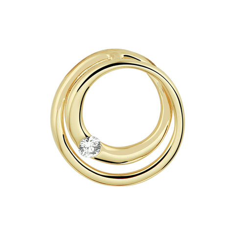 Ronde Hanger met Diamant 0.04ct - 14 Karaat Geelgoud - Diameter 13mm