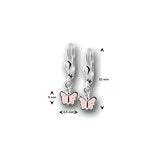 Kinderoorhangers Vlinder met emaille, Brisur Haak, 925 Zilver - Formaat 6.5 x 22 mm