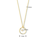 Geelgouden collier 41cm+3 - Zoetwater Parel 4.5 mm met Gouden Rondje - 14Krt. Goud