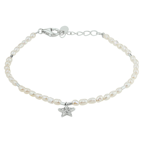 Armband Parel En Ster Zirkonia Zilver Gerhodineerd