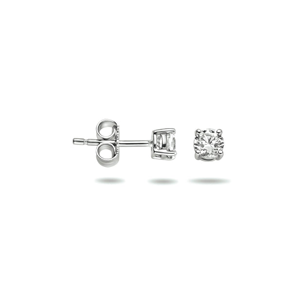 14 Karaat Witgouden Oorknoppen met Zirkonia 3.5mm