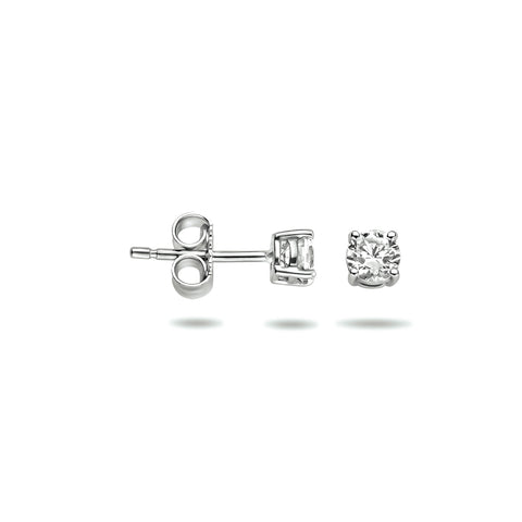 14 Karaat Witgouden Oorknoppen met Zirkonia 3.5mm