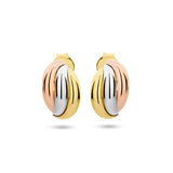 Stekeroorringen Tri Color Goud Geel-Wit en Roségoud - Diameter 11.5mm