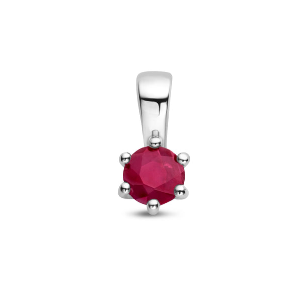 Geboortesteen Juli van Gerhodineerd Zilver met Robijn - Formaat 5 x 10mm