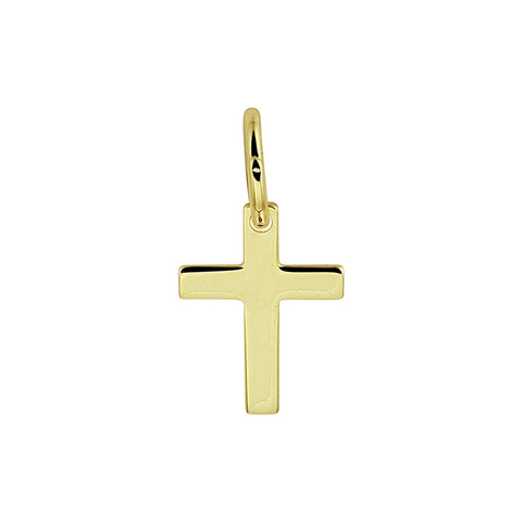 14 Karaat Geelgouden kruis hanger, 7.5 x 10 mm