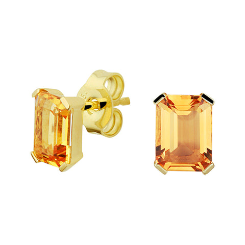 Oorknoppen van 14 Karaat Geelgoud met Citrien 2.50ct (2x 1.25ct)