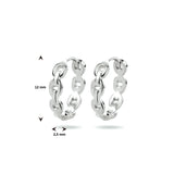 Klapoorringen met een Schakelmotief van Gerhodineerd Zilver - Formaat 2.5x12mm