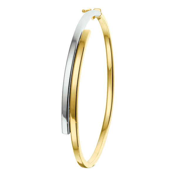 Damesarmband, Bangle van 14 Karaat Goud Bicolor Geelgoud/Witgoud - Formaat 6.5x60mm