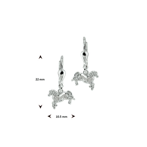 925 Zilveren kinderoorhangers Paard - Formaat 10.5 x 22 mm