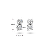 Oorknoppen van Gerhodineerd Zilver met Zirkonia - Formaat 3.5x6.5mm