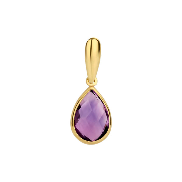 Hanger Druppelvorm met Amethist 2.29ct, 14 Karaat Geelgoud - formaat 7.5 x 20 mm