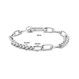 Damesarmband 6.8mm van Gerhodineerd Zilver, Gourmet en Paperclip Schakel - Lengte 19cm