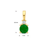 Hanger Smaragd 0.252ct En Diamant 0.02ct H P1 Goud (Geelgoud)