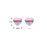 Gerhodineerd Zilveren kinderoorknoppen Hartjesvorm met emaille  - Formaat 6.5 x 6 mm