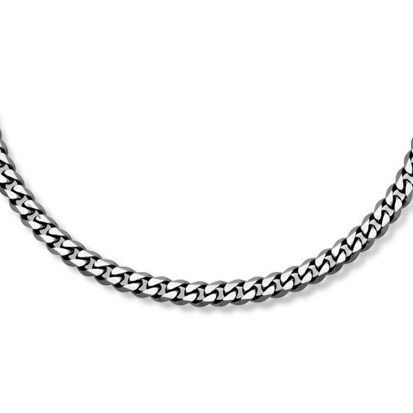 Herencollier van Edelstaal, Gourmet schakel 7mm, Zwartkleurige ION Plating - Lengte 50cm