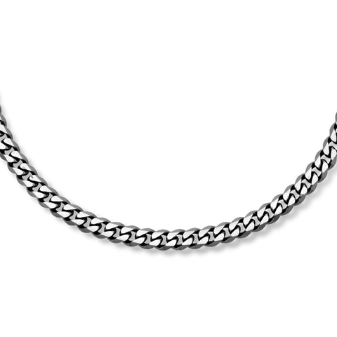 Herencollier van Edelstaal, Gourmet schakel 7mm, Zwartkleurige ION Plating - Lengte 50cm