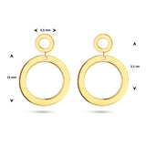 14 Karaat Geelgouden Oorhangers met Twee Rondjes - Hoogte 21mm
