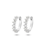 Klapoorringen van Gerhodineerd Zilver met Zirkonia - Formaat 3x12.5mm