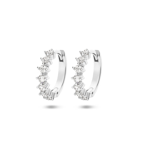 Klapoorringen van Gerhodineerd Zilver met Zirkonia - Formaat 3x12.5mm