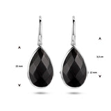 Oorhangers Franse Haak Gerhodineerd Zilver met Onyx 10.68 ct (2x5.34ct)